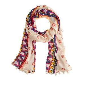 J.Crew Patterned Pom Pom Scarf